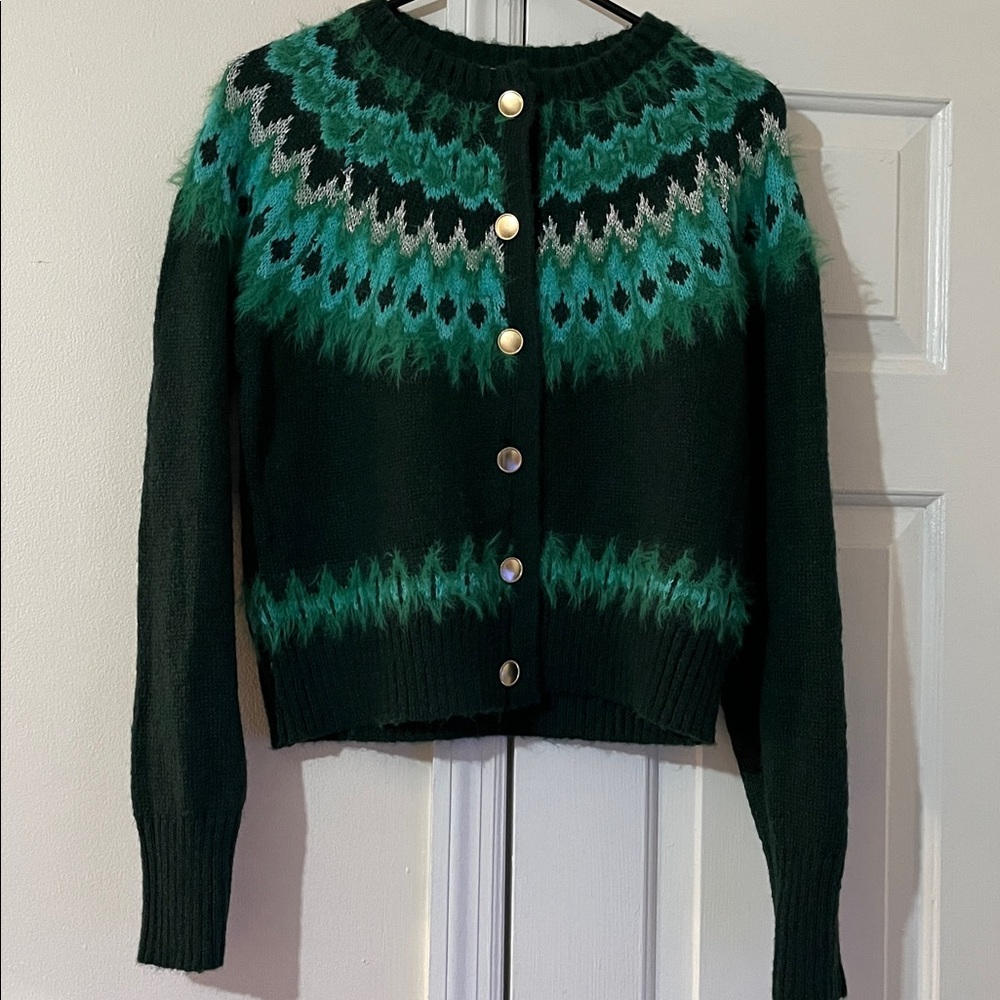 Green Patterned Women's Sweater - Picture 7 of 15